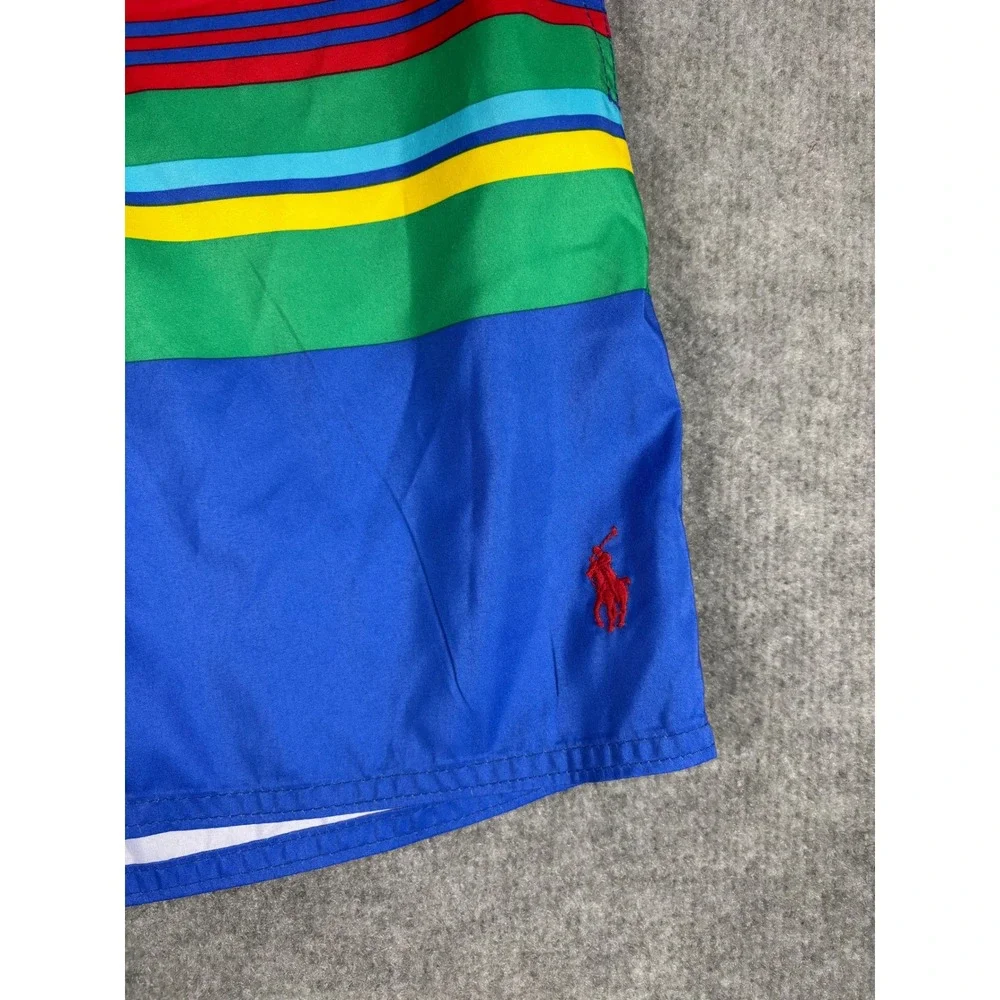 Polo Ralph Lauren Striped Swim Trunks Board Shorts 30 Blue Multi Drawstring